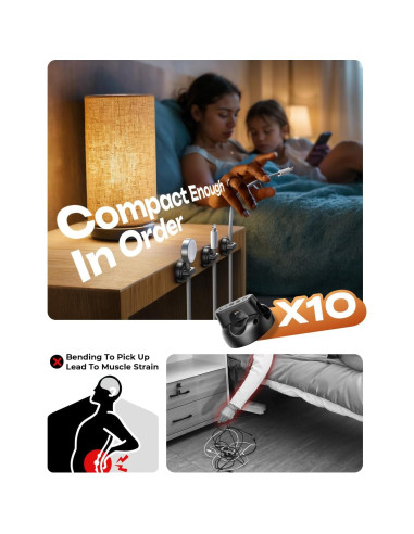 Sujetadores de Cables Magnéticos LISEN - Paquete de 10, Negro