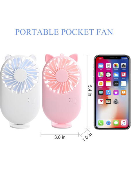 Ventilador Portátil de Mano Aeergured 4 Pack USB 3 Velocidades Ventilador Portátil de Mano Aeergured 4 Pack USB 3 Velocidades