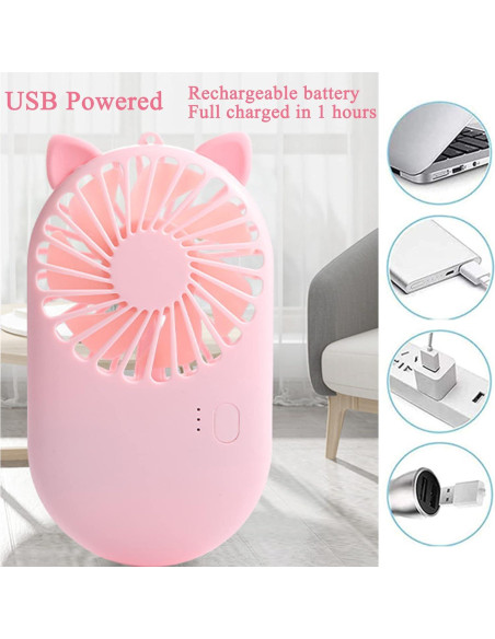 Ventilador Portátil de Mano Aeergured 4 Pack USB 3 Velocidades Ventilador Portátil de Mano Aeergured 4 Pack USB 3 Velocidades