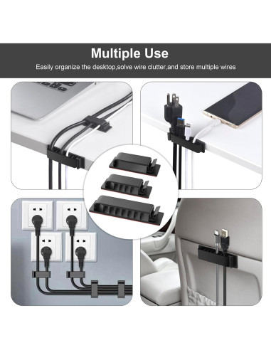 Clips Organizadores de Cables Halsouy 20 Pcs Negro