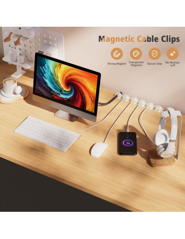 Organizador de Cables 6 Pack Smofish Clips Magnéticos Blanco