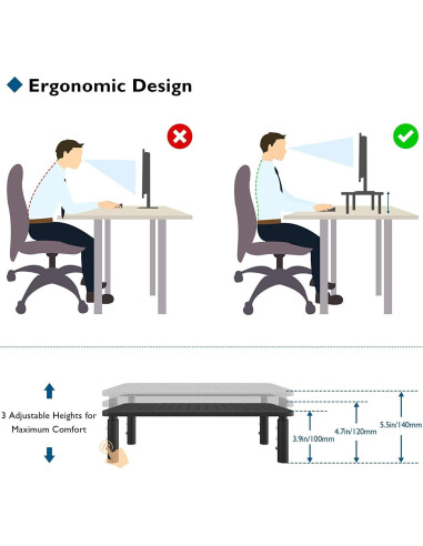 Soporte de Monitor Ergonómico BONTEC Ajustable 3 Alturas 19.96 kg