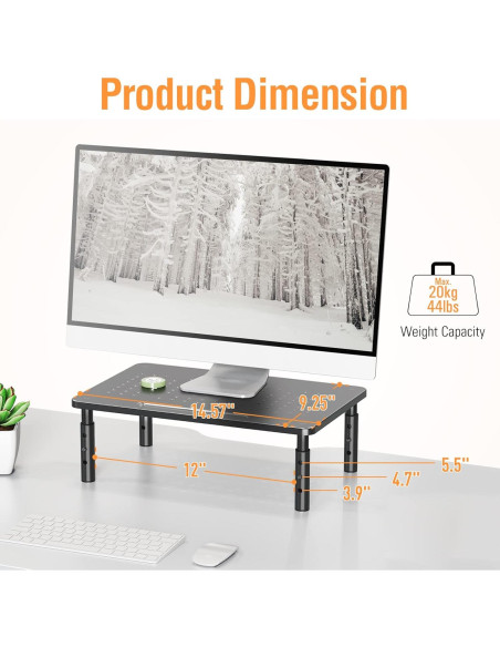 Soporte de Monitor Ajustable ELIVED - 2 Paquetes, Metal, 3 Niveles Soporte de Monitor Ajustable ELIVED - 2 Paquetes, Metal, 3 Niveles