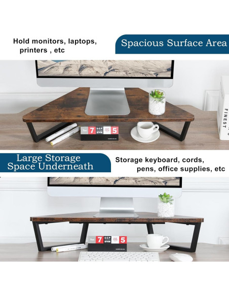Soporte de Monitor Triangular TEAMIX 66x32 cm Madera Metal Soporte de Monitor Triangular TEAMIX 66x32 cm Madera Metal