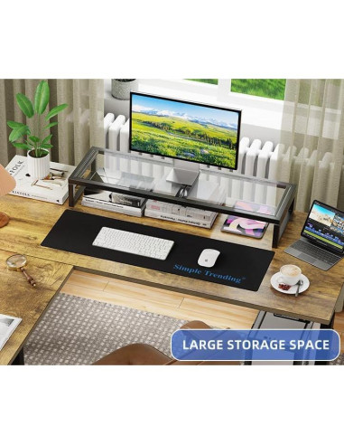 Soporte Elevador Doble para Monitor Simple Trending Vidrio 81.28x25.4cm