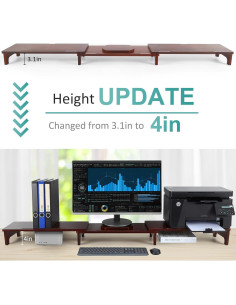 Soporte para Monitor Nnewvante de Bambú Ajustable 3 Estantes 2