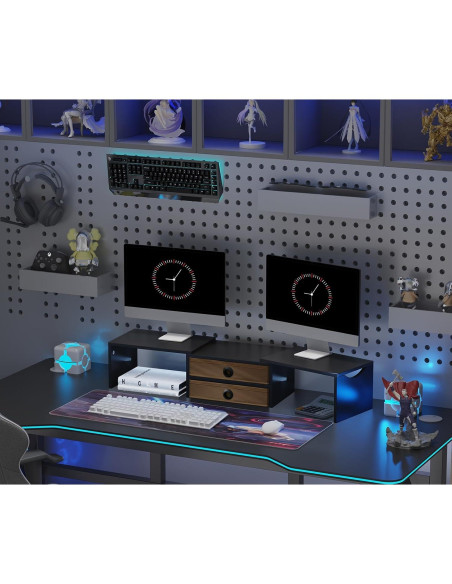 Soporte para Doble Monitor Zimilar con 2 Cajones Ajustable Soporte para Doble Monitor Zimilar con 2 Cajones Ajustable