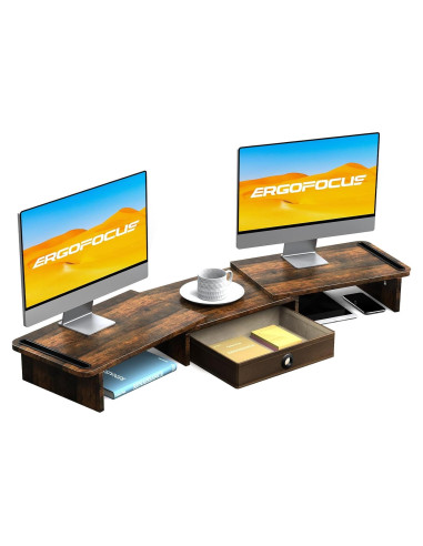 Soporte para Doble Monitor ErgoFocus con Cajón Ajustable
