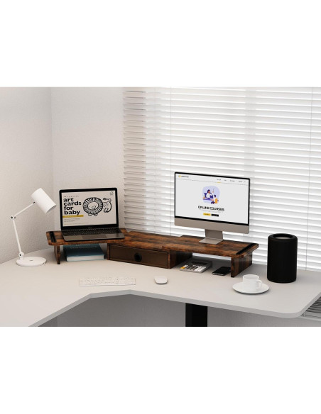 Soporte para Doble Monitor ErgoFocus con Cajón Ajustable Soporte para Doble Monitor ErgoFocus con Cajón Ajustable