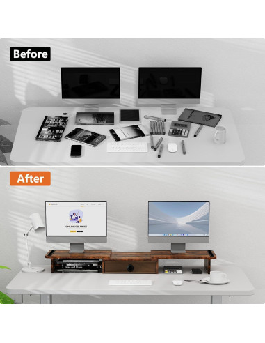 Soporte para Doble Monitor ErgoFocus con Cajón Ajustable