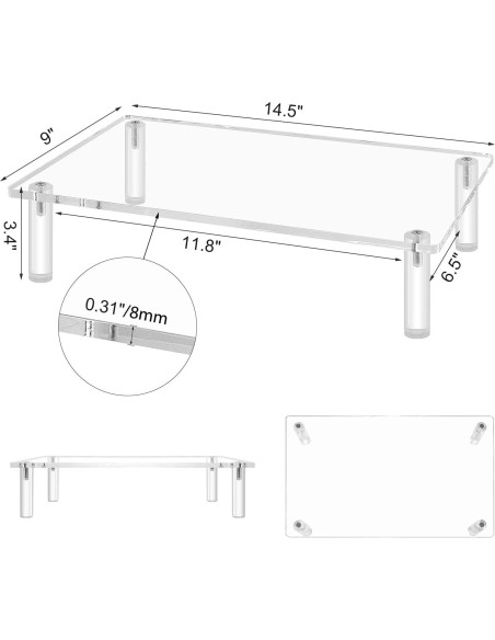 Soporte de Monitor Acrílico Sumerflos 36.8x22.9 cm 20 kg Soporte de Monitor Acrílico Sumerflos 36.8x22.9 cm 20 kg