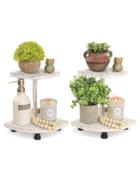 Soportes de Madera Tikea Estilo Granja - Paquete de 2 Blancos Soportes de Madera Tikea Estilo Granja - Paquete de 2 Blancos
