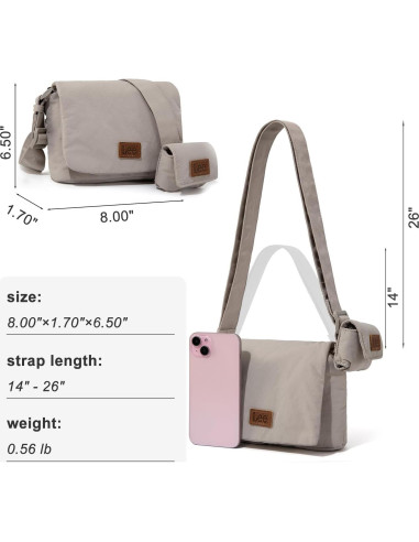 Bolsa Cruzada Mini Lee para Mujeres - Resistente al Agua - Blanca