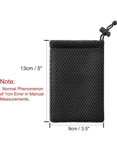 5 Bolsas de Malla Nylon con Cierre de Cordón Tatoko 13x9cm