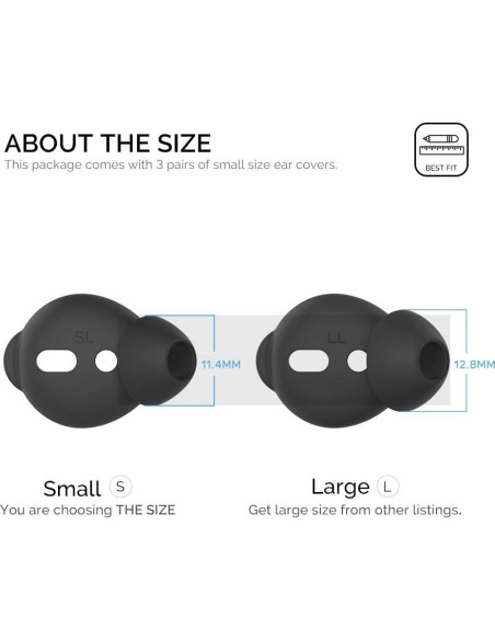 AhaStyle Tapones de Silicona para AirPods 3 Pares Pequeños Negro AhaStyle Tapones de Silicona para AirPods 3 Pares Pequeños Negro