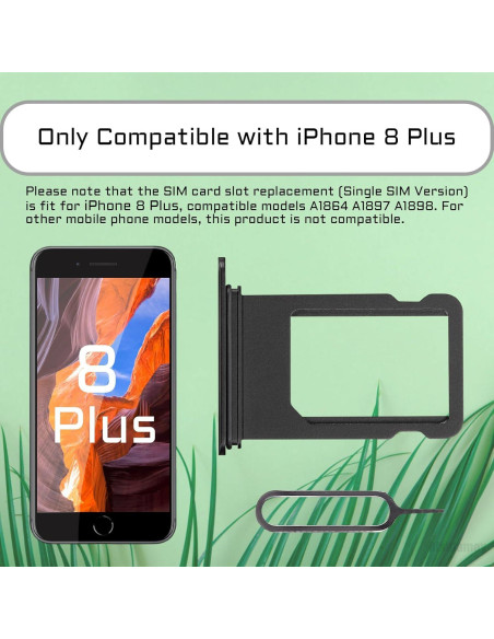 Adaptador de Tarjeta SIM para iPhone 8 Plus Risidamoy Negro Adaptador de Tarjeta SIM para iPhone 8 Plus Risidamoy Negro