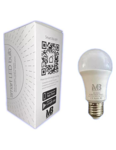Bombilla Inteligente Monster 9W LED RGB, Control Wi-Fi, Compatible con Alexa y Google