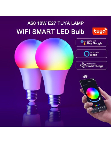 Bombilla Inteligente Monster 9W LED RGB, Control Wi-Fi, Compatible con Alexa y Google