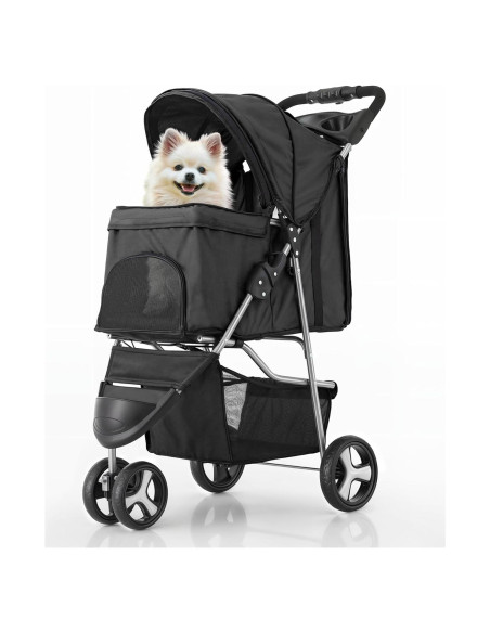 Carrito Plegable para Mascotas MoNiBloom Negro 15 kg Carrito Plegable para Mascotas MoNiBloom Negro 15 kg