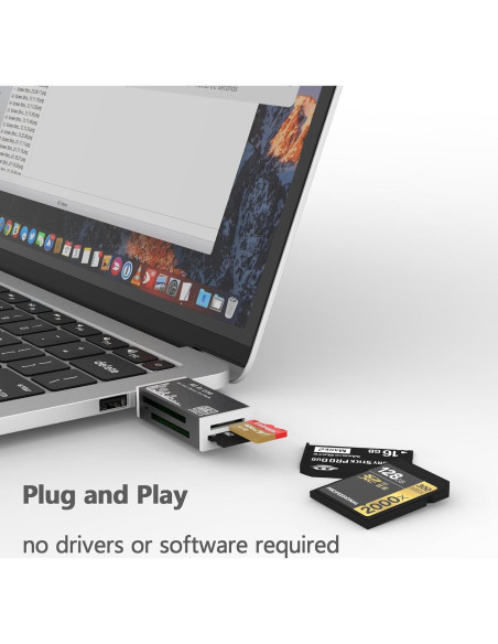 Lector de Tarjetas USB 4 en 1 Wansurs Negro - SD, microSD, M2 Lector de Tarjetas USB 4 en 1 Wansurs Negro - SD, microSD, M2