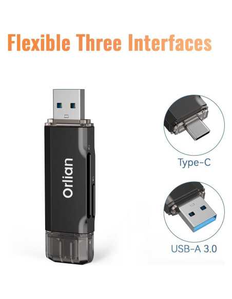 Lector de Tarjetas SD USB 3.0 Orlian U233 - Doble USB A y C Lector de Tarjetas SD USB 3.0 Orlian U233 - Doble USB A y C