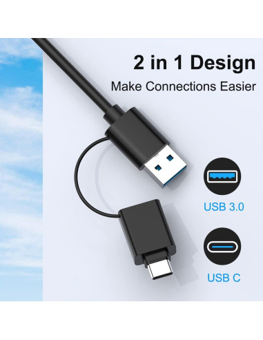 Lector de Tarjetas 7 en 1 Rocketek USB C y USB 3.0