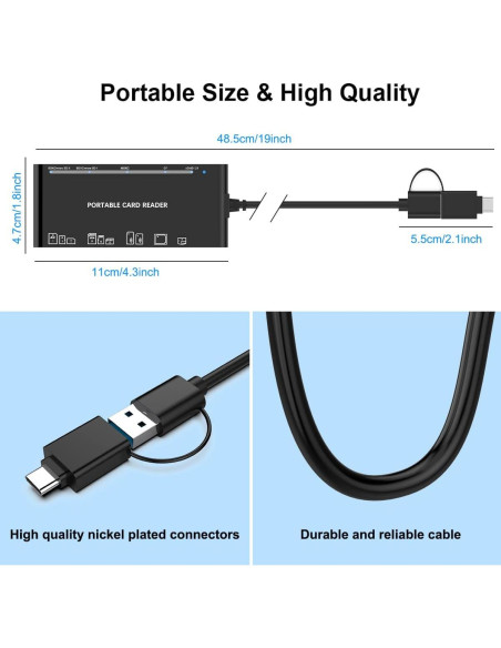 Lector de Tarjetas 7 en 1 Rocketek USB C y USB 3.0 Lector de Tarjetas 7 en 1 Rocketek USB C y USB 3.0