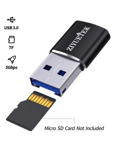 Lector de tarjeta Micro SD ZIYUETEK USB 3.0 portátil aluminio Lector de tarjeta Micro SD ZIYUETEK USB 3.0 portátil aluminio