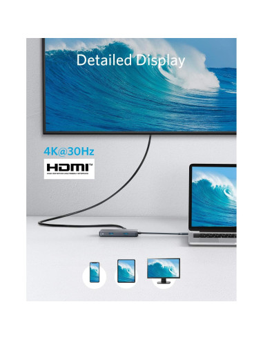 Hub USB-C Anker 7-en-1 con HDMI 4K y Ethernet 1Gbps