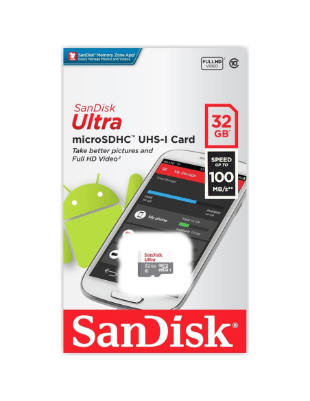 Tarjeta microSD SanDisk Ultra 32GB UHS-I Clase 10 Plata Tarjeta microSD SanDisk Ultra 32GB UHS-I Clase 10 Plata
