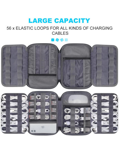 Organizador de Cables Lacdo Gris, Funda Portátil 6 Capas