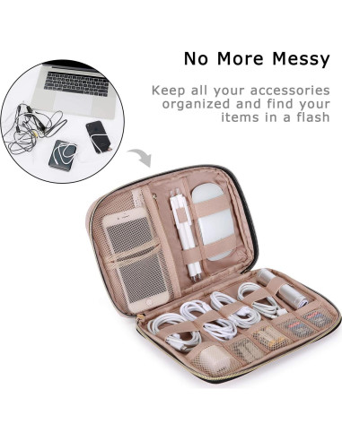 Organizador de Electrónica BAGSMART Rosa 23.9x17cm para Viajes