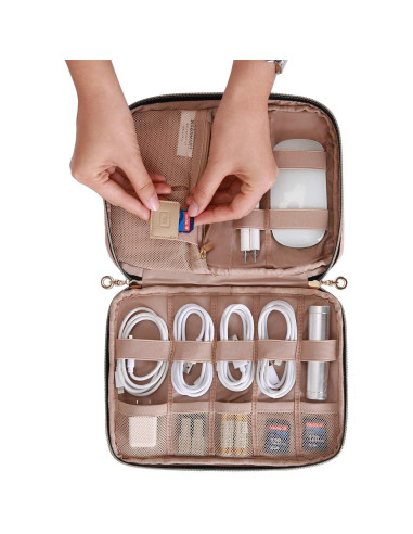 Organizador de Electrónica BAGSMART Rosa 23.9x17cm para Viajes