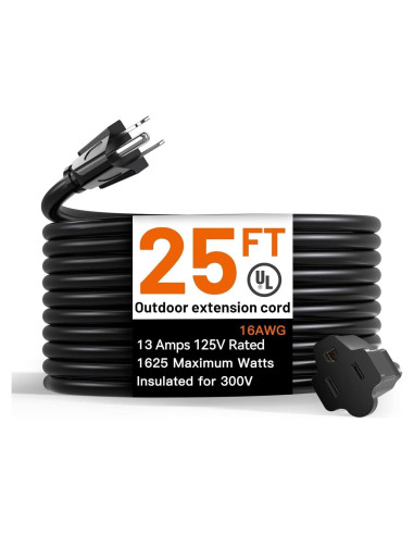 Cable de Extensión Exterior Addlon 7.62m 16AWG Impermeable Negro
