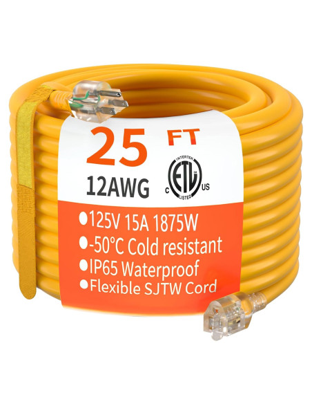 Cable de Extensión Exterior HUANCHAIN 7.62m 12AWG Amarillo Cable de Extensión Exterior HUANCHAIN 7.62m 12AWG Amarillo