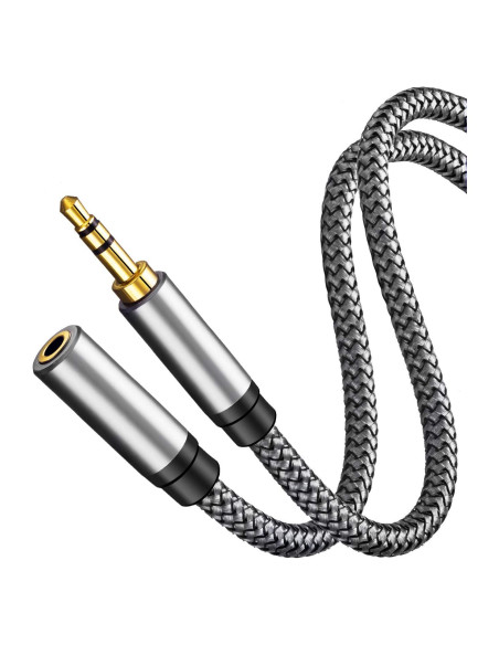 Cable de Extensión de Audio 3.5mm Tan QY 0.3M Plata Cable de Extensión de Audio 3.5mm Tan QY 0.3M Plata