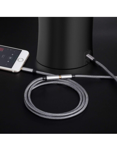 Cable de Extensión de Audio 3.5mm Tan QY 0.3M Plata