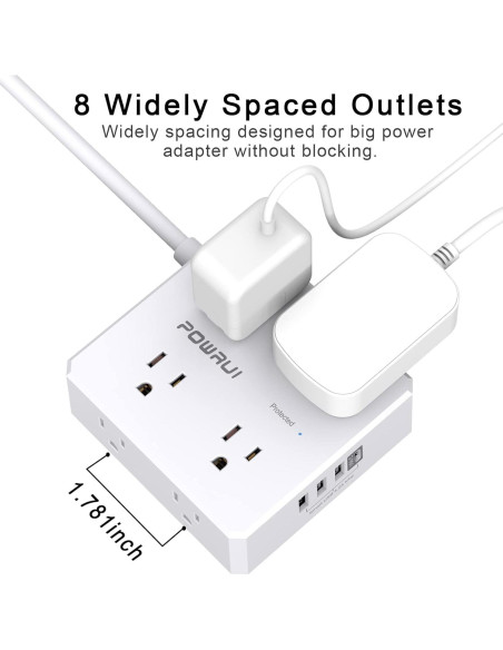 Regleta de Protección POWRUI AHR-803B 8 Salidas 4 USB Blanco Regleta de Protección POWRUI AHR-803B 8 Salidas 4 USB Blanco