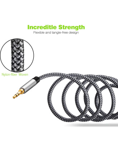 Cable de Extensión de Audio 3.5mm Tan QY 0.3M Plata