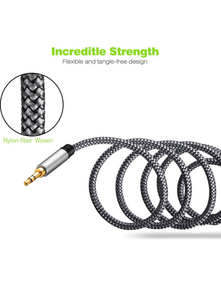 Cable de Extensión de Audio 3.5mm Tan QY 0.3M Plata Cable de Extensión de Audio 3.5mm Tan QY 0.3M Plata