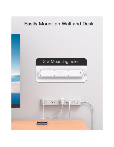 Regleta de Protección MIFASOPOWER 10FT 6 Salidas AC 4 USB