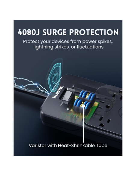 Protector de Sobretensión PLUGTUL 5FT 4080J 12 Salidas USB-C Protector de Sobretensión PLUGTUL 5FT 4080J 12 Salidas USB-C