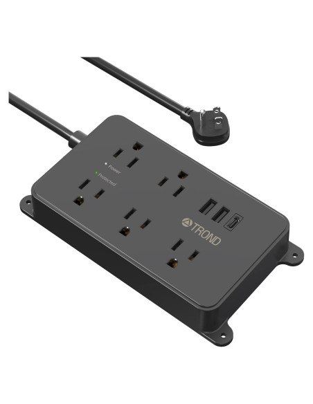 Regleta TROND con 5 Salidas y 3 Puertos USB, 1.5m, Negro Regleta TROND con 5 Salidas y 3 Puertos USB, 1.5m, Negro