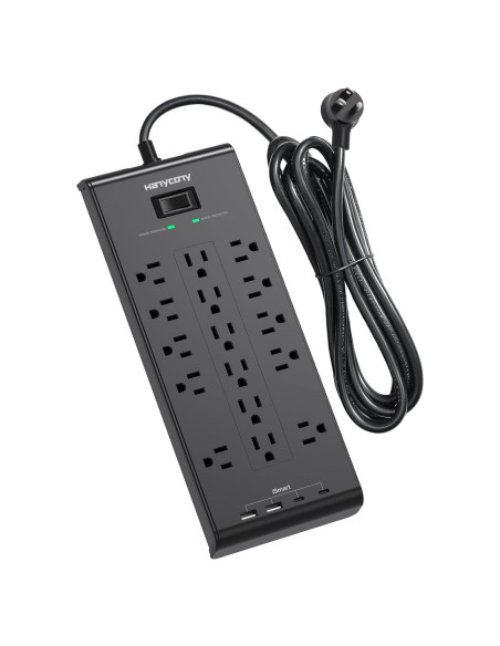 Protector de Sobretensión HANYCONY 16 Salidas 4 USB 2700 Julios Protector de Sobretensión HANYCONY 16 Salidas 4 USB 2700 Julios