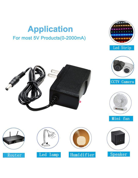 Adaptador de Alimentación 5V 2A MTYTOT para LED y Cámaras Adaptador de Alimentación 5V 2A MTYTOT para LED y Cámaras