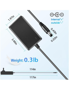 Fuente de Alimentación DC 12V 2A MTDZKJG Adaptador 24W 3m 2