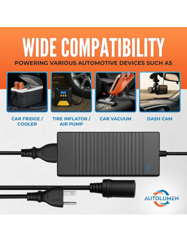 Convertidor AC a DC 12V 10A AutoLumen - Adaptador seguro