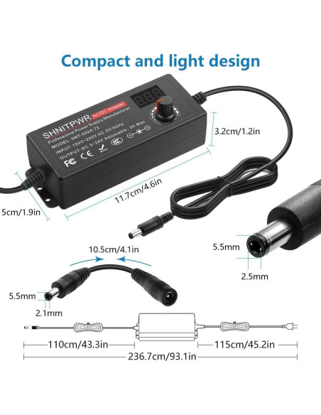 Fuente de Alimentación Universal SHNITPWR 72W Ajustable 3-24V Fuente de Alimentación Universal SHNITPWR 72W Ajustable 3-24V