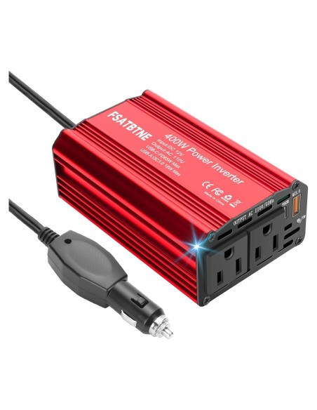 Inversor de Potencia 400W FSATBTNE con 2 Salidas AC y Carga Rápida Inversor de Potencia 400W FSATBTNE con 2 Salidas AC y Carga Rápida