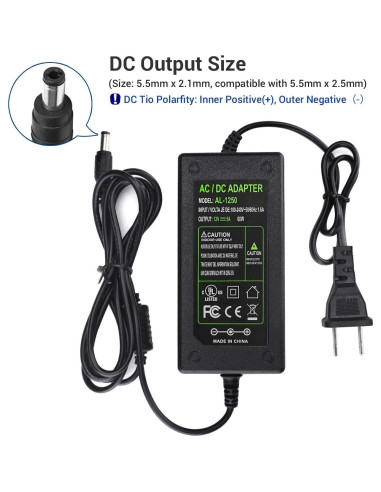 Adaptador de Alimentación 12V 5A TOBWOLF - 1.4m Cable